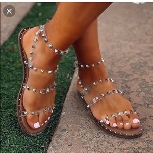 Clear Studded Sandals